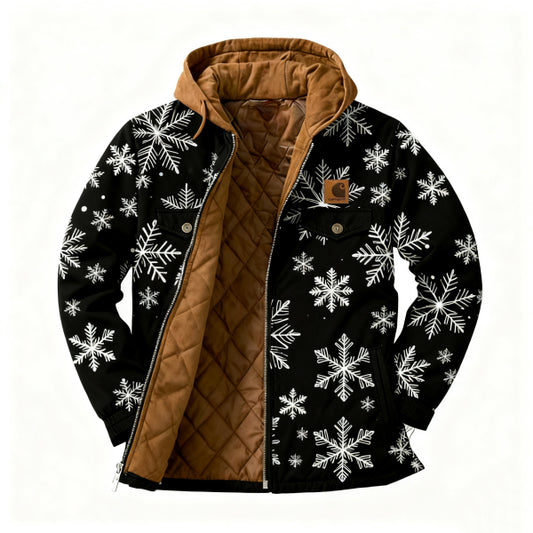 Men's outdoor casual autumn and winter logo classic plaid hooded jacket