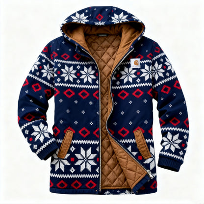 Men's outdoor casual autumn and winter logo classic plaid hooded jacket