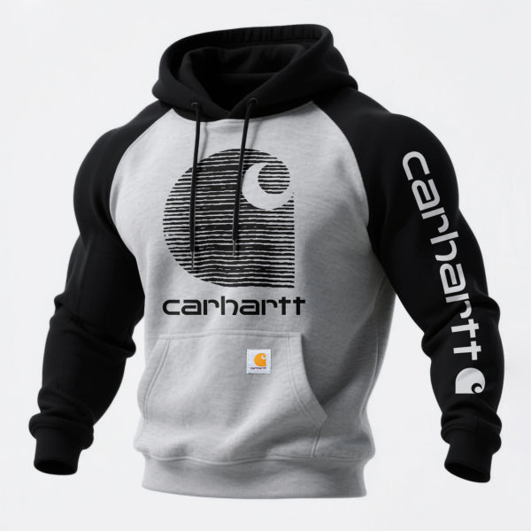 Loose casual contrast color raglan sleeve hooded sweatshirt