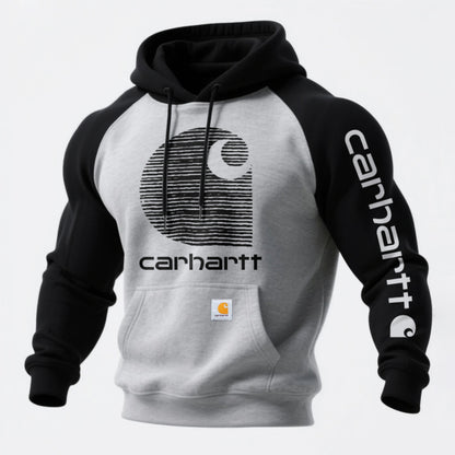 Loose casual contrast color raglan sleeve hooded sweatshirt