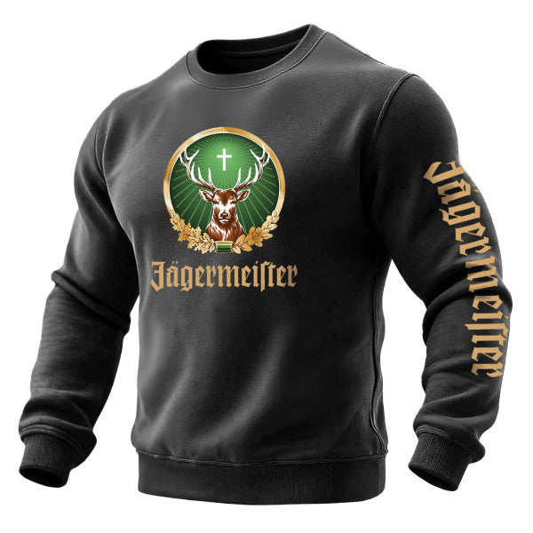 Men's Vintage Deer Letter Print Pocket Long Sleeve Crewneck Sweatshirt