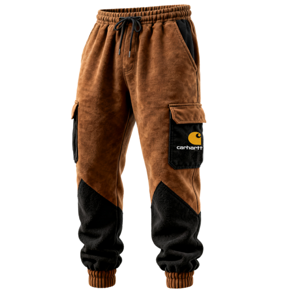 Men's Vintage Terry Brown and Black Cargo Sweatpants