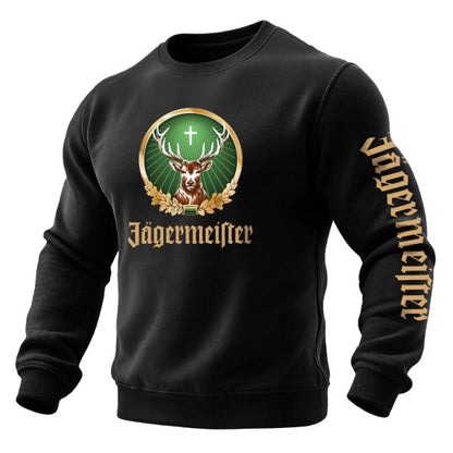 Men's Vintage Deer Letter Print Pocket Long Sleeve Crewneck Sweatshirt