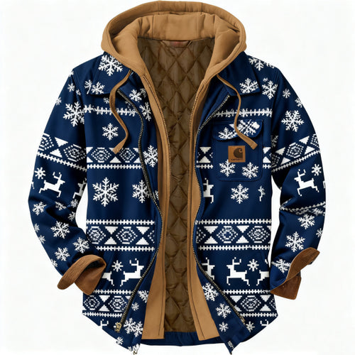 Men's outdoor casual autumn and winter logo classic plaid hooded jacket