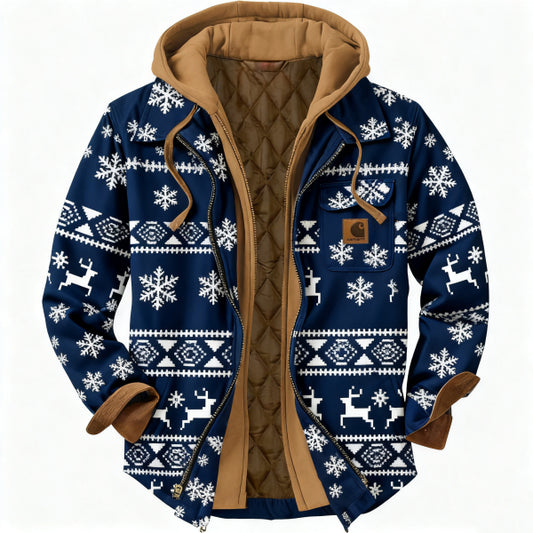 Men's outdoor casual autumn and winter logo classic plaid hooded jacket