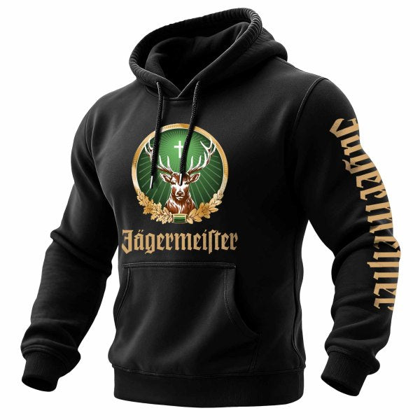 Men's Vintage Deer Letter Print Pocket Long Sleeve Hoodie