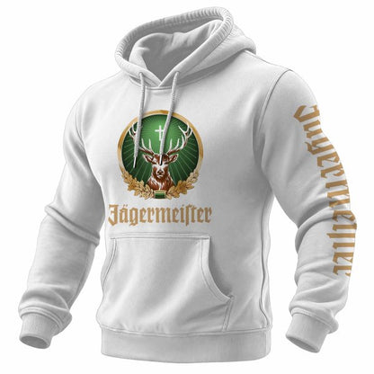 Men's Vintage Deer Letter Print Pocket Long Sleeve Hoodie