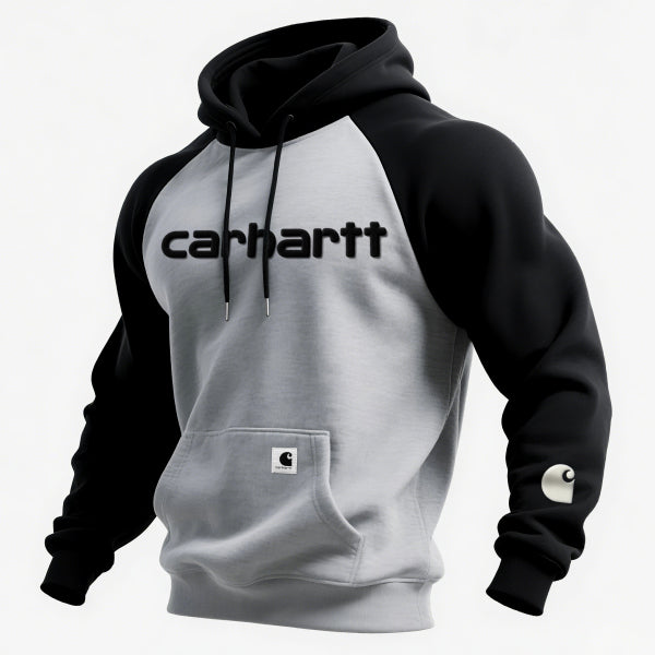 Flocked effect loose casual contrast color raglan sleeve hooded sweatshirt