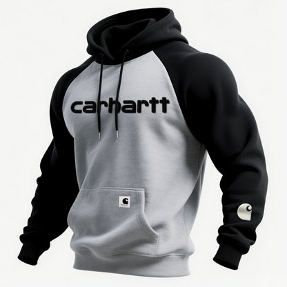 Flocked effect loose casual contrast color raglan sleeve hooded sweatshirt