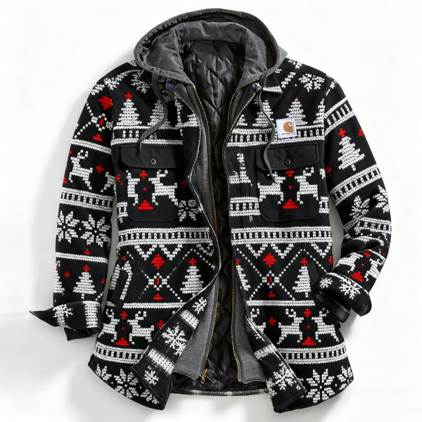 Men's outdoor casual autumn and winter logo classic plaid hooded jacket