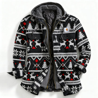 Men's outdoor casual autumn and winter logo classic plaid hooded jacket