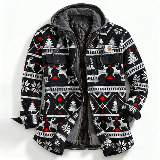 Men's outdoor casual autumn and winter logo classic plaid hooded jacket