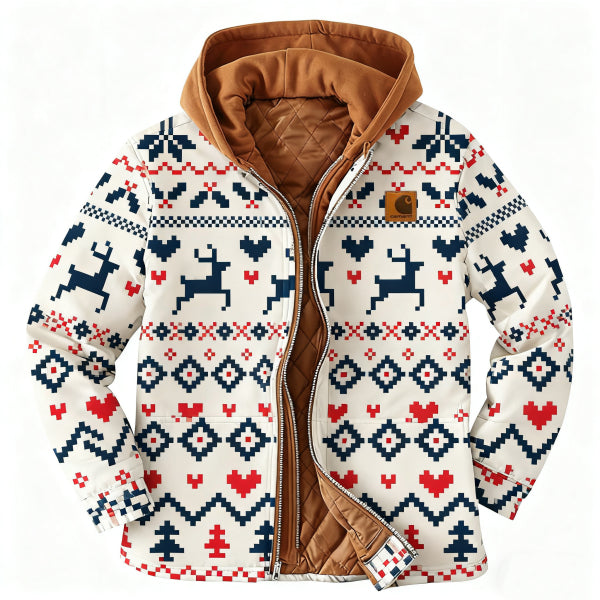 Men's outdoor casual autumn and winter logo classic plaid hooded jacket