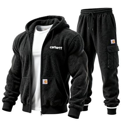 Cozy Hooded Jacket and Cargo Pants Set for Men - Perfect for Casual Wear Two Piece Set of Jacket and Pants