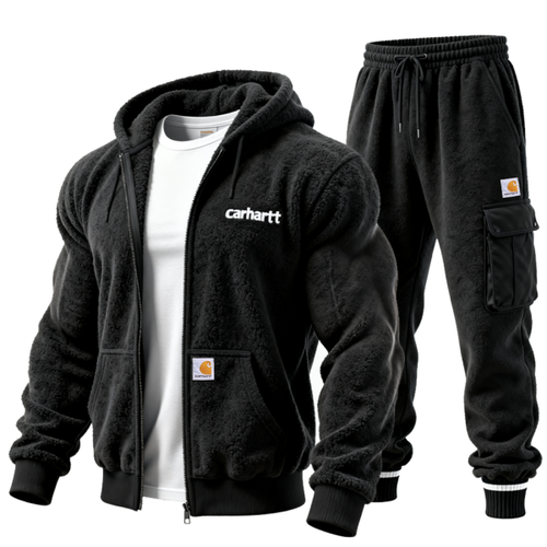 Cozy Hooded Jacket and Cargo Pants Set for Men - Perfect for Casual Wear Two Piece Set of Jacket and Pants