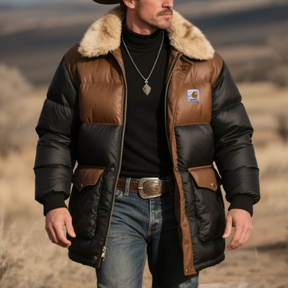 Men's Warm and Stylish Puffer Jacket with Fur Collar