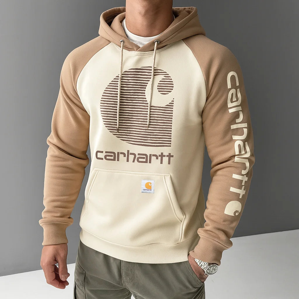 Loose casual contrast color raglan sleeve hooded sweatshirt