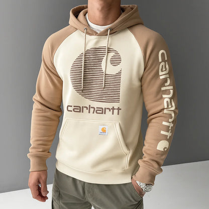 Loose casual contrast color raglan sleeve hooded sweatshirt