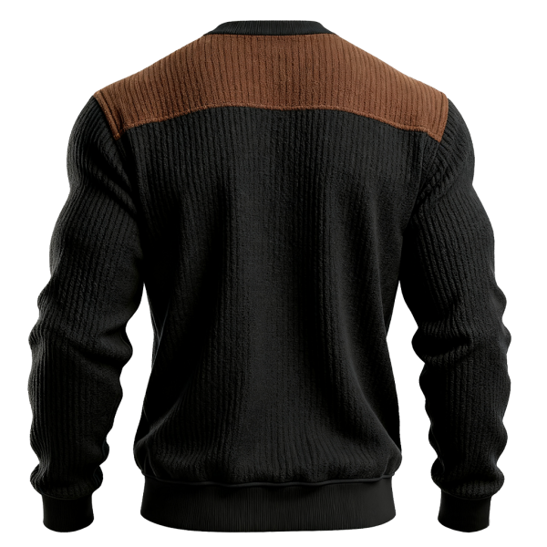 Men's Vintage Ribbed Contrast Panel Crew Neck Sweatshirt