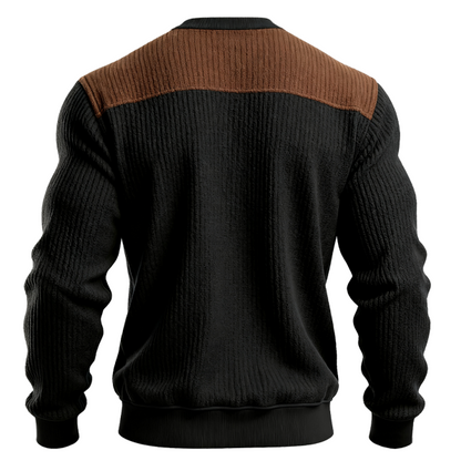 Men's Vintage Ribbed Contrast Panel Crew Neck Sweatshirt