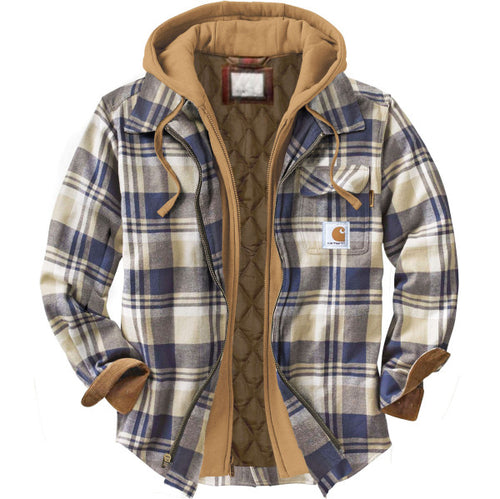 Men's outdoor casual autumn and winter logo classic plaid hooded jacket