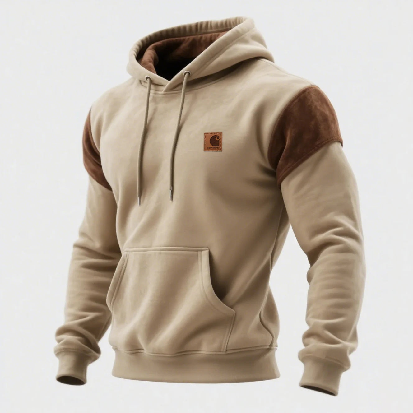 Outdoor men's casual contrast color stitching hooded sweatshirt retro western sweatshirt