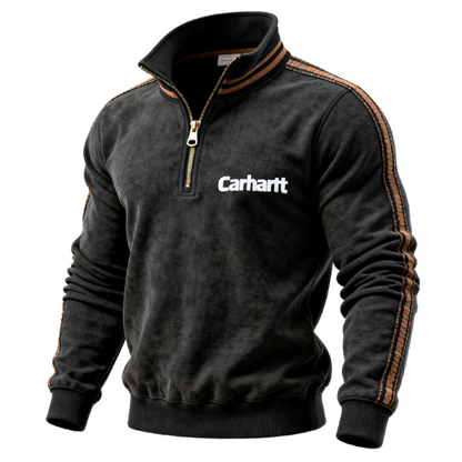 Men's Half-Zip Sweatshirt with Contrast Stripes