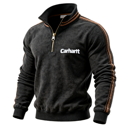 Men's Half-Zip Sweatshirt with Contrast Stripes