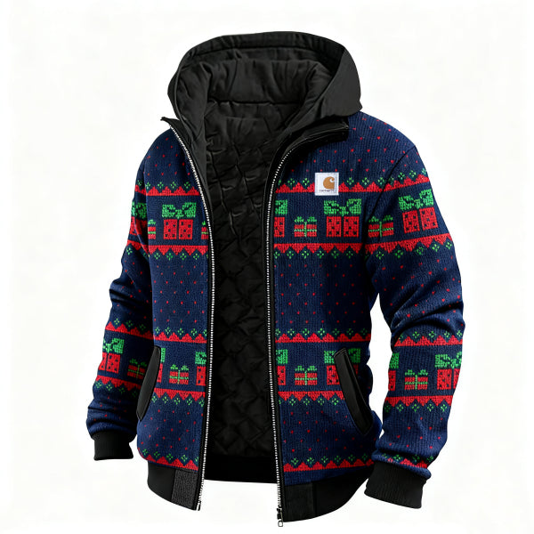 Men's outdoor casual autumn and winter logo classic plaid hooded jacket