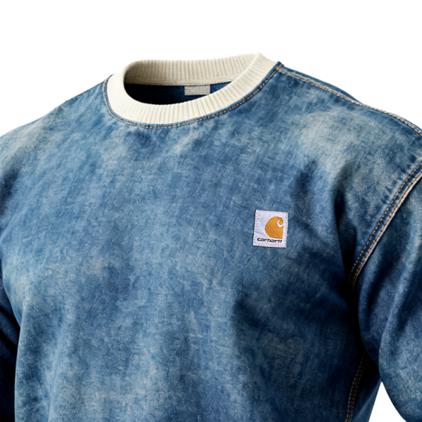 Vintage Washed Denim Sweatshirt for Men - Perfect for Casual and Streetwear Styles