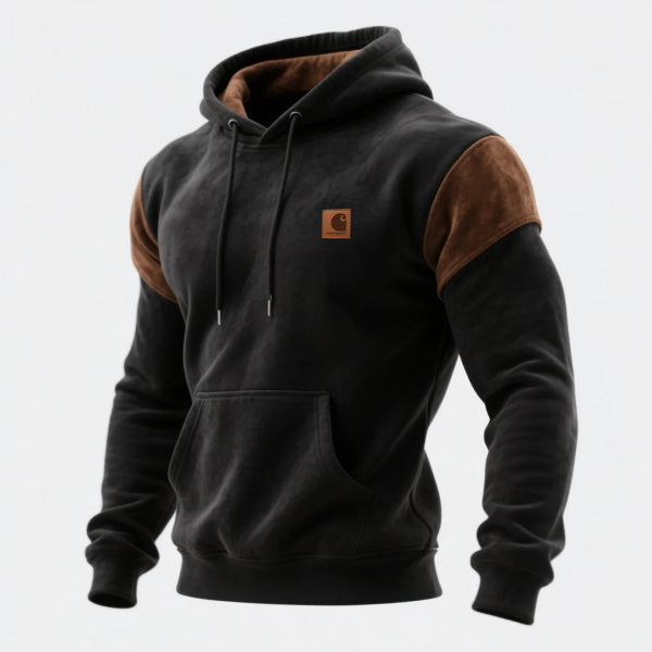 Outdoor men's casual contrast color stitching hooded sweatshirt retro western sweatshirt