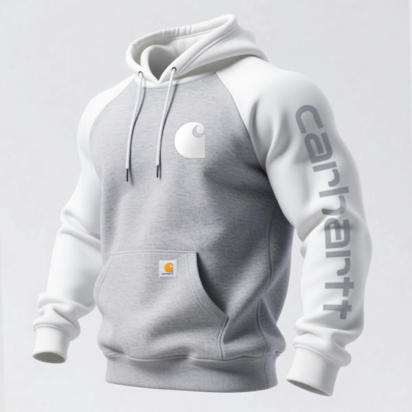 Loose casual contrast color raglan sleeve hooded sweatshirt