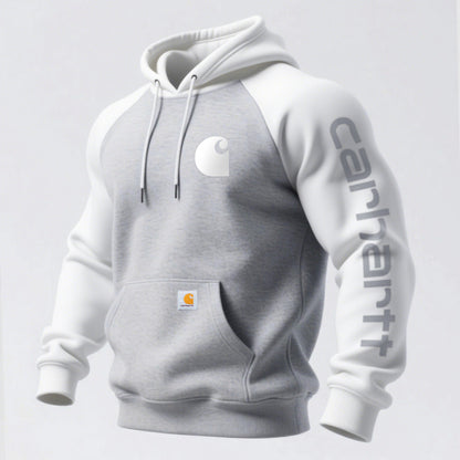 Loose casual contrast color raglan sleeve hooded sweatshirt