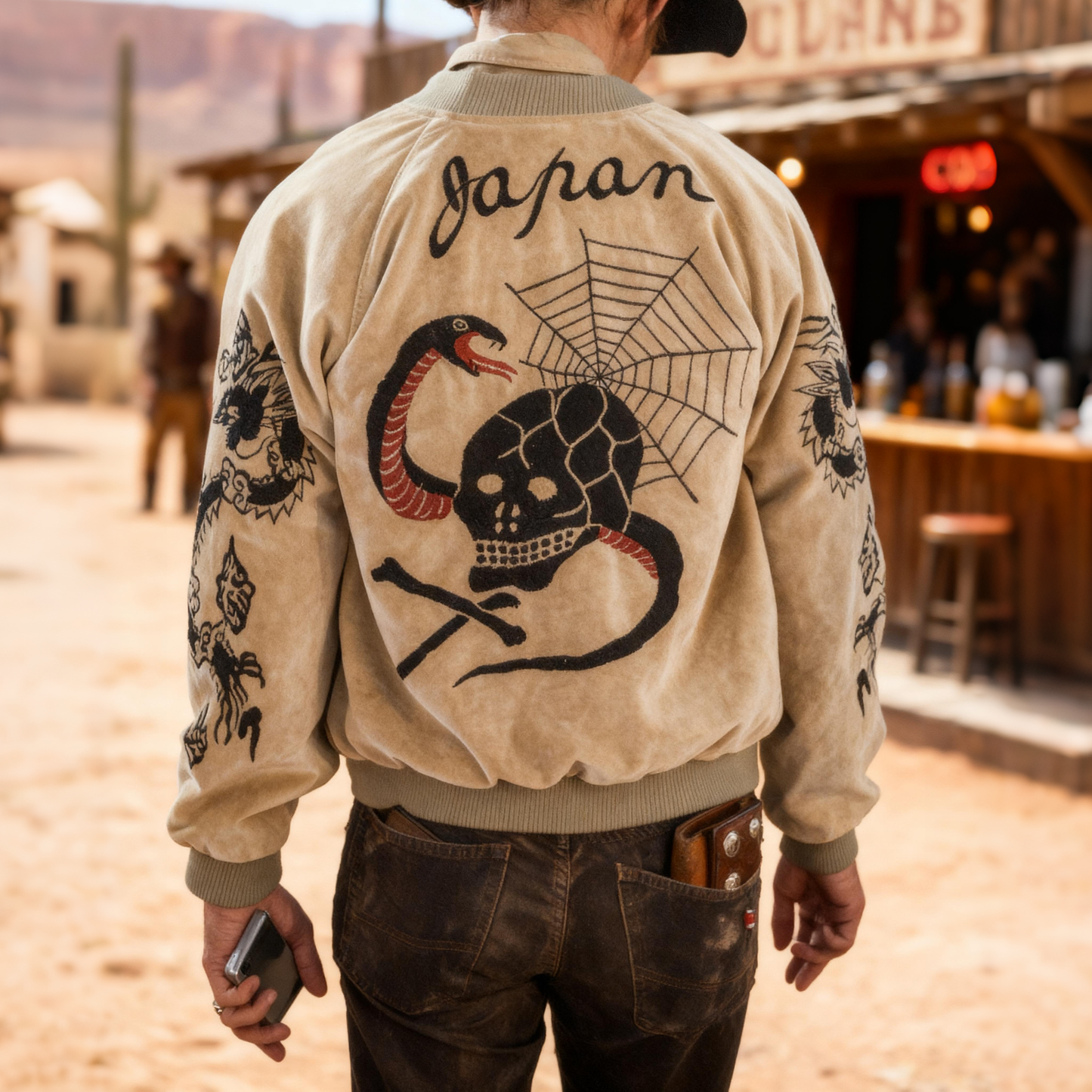 "Japan-Inspired Skull and Snake" Jacket