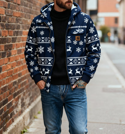 Men's outdoor casual autumn and winter logo classic plaid hooded jacket