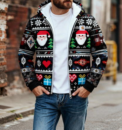 Men's outdoor casual autumn and winter logo classic plaid hooded jacket