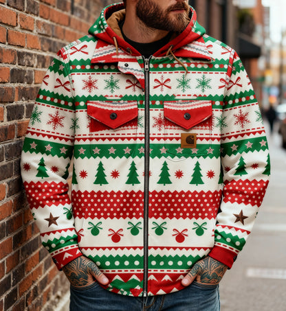 Men's outdoor casual autumn and winter logo classic plaid hooded jacket