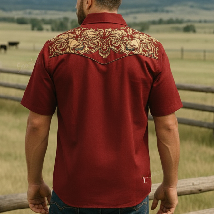 Western Embroidered Short - Sleeve Shirt